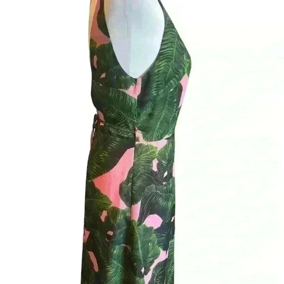 Luna Wrap Style Dress Palm  Leaf Print Size Small Spaghetti Strap Open Back - Picture 4 of 7